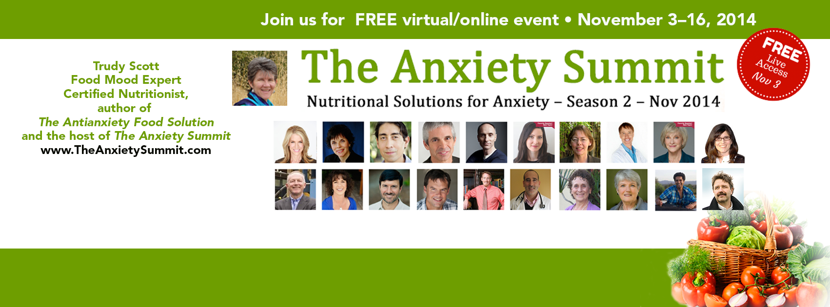 FREE Online Event - The Anxiety Summit - Nutritional Solutions for Anxiety