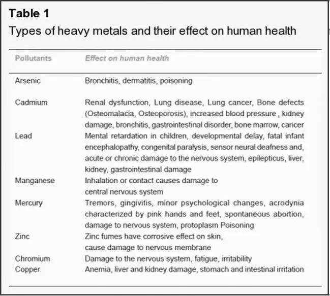 Heavy metals and their effects
