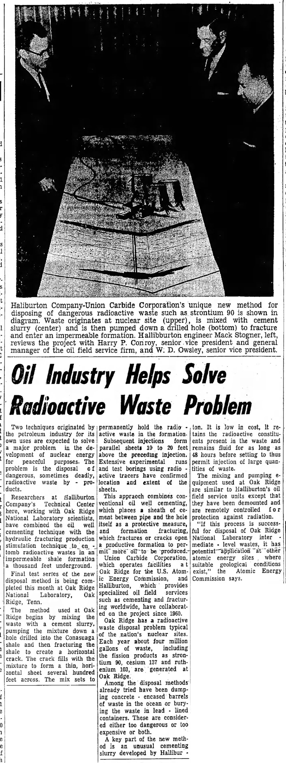 Shock - Fracking Used to Inject Nuclear Waste Underground for Decades - Great Bend Tribune Sun Apr 19, 1964