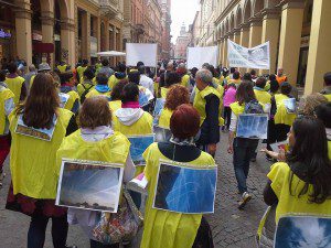 Geoengineering Protest march in Bolona Italy, April 2015