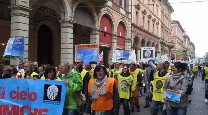 Geoengineering Protest march in Bolona Italy, April 2015