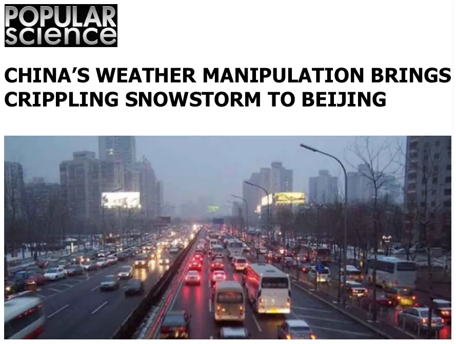 Climate Engineering, El Niño and the Bizarre “Scheduled Weather” for the Coming Winter in The US - China's Weather Manipulation