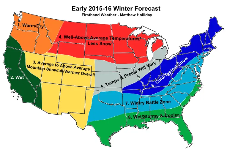 Climate Engineering, El Niño and the Bizarre “Scheduled Weather” for the Coming Winter in The US - Early 2015-2016 Winter Forecast Map
