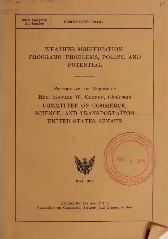 Revealed – US Senate Document on National and Global Weather Modification Programs