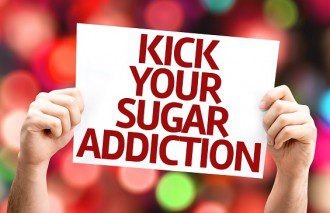 Kick Your Sugar Addiction card with colorful background